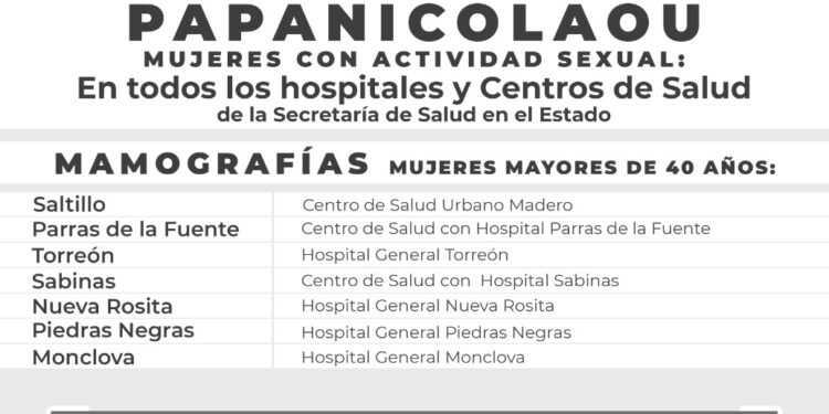 ES PERMANENTE LA DETECCIÓN DEL CÁNCER DE MAMA Y DEL VPH, EN COAHUILA