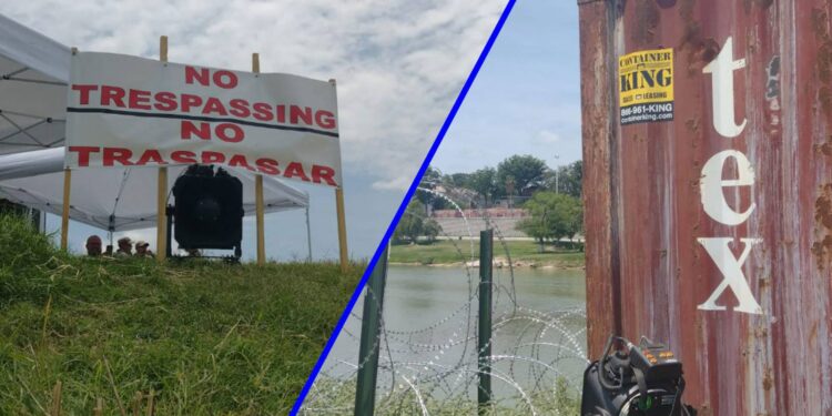 Frontera México-EU: Texas pone contenedores, púas y grabaciones para disuadir a migrantes