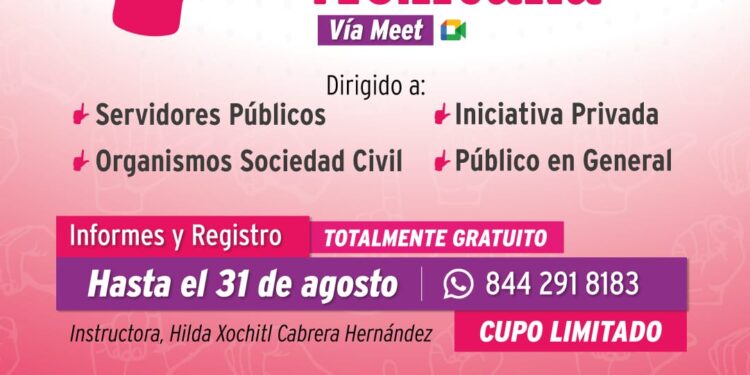 INVITAN A COAHUILENSES A INSCRIBIRSE AL CURSO-TALLER GRATUITO DE LENGUA DE SEÑAS MEXICANA