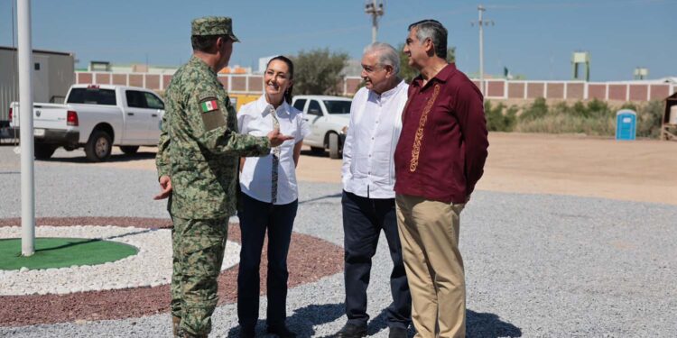 CLAUDIA SHEINBAUM RECORRE JUNTO AL PRESIDENTE ANDRÉS MANUEL LÓPEZ OBRADOR EL NUEVO CENTRO DE ADUANAS DE MÉXICO EN TAMAULIPAS