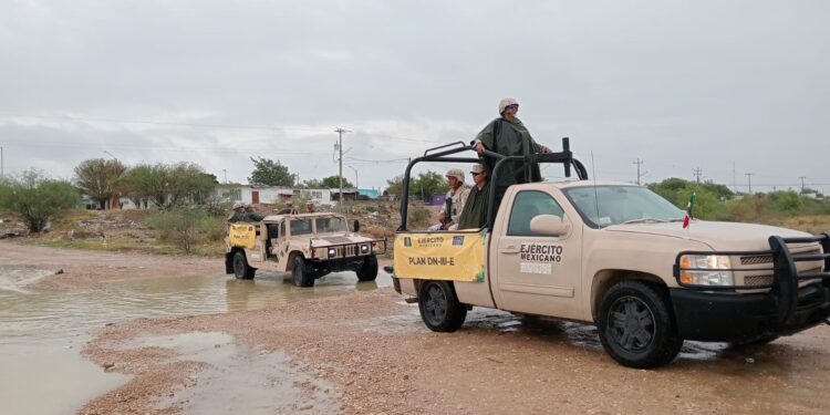 Aplica Ejercito Mexicano Plan DN-III por lluvias registradas en PN y Acuña