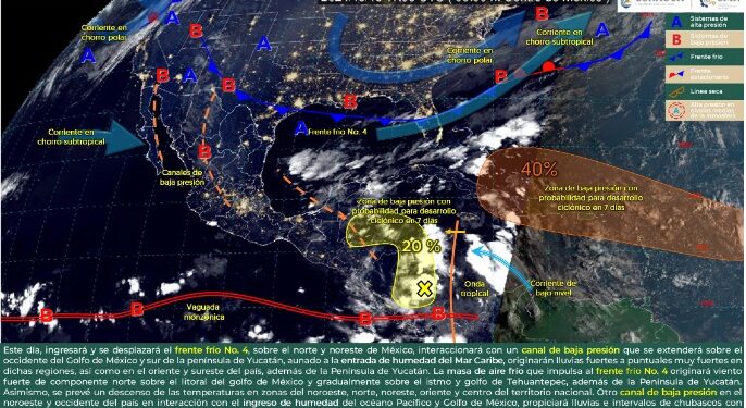INGRESA EL FRENTE FRÍO NÚMERO 4: SE PREVÉN LLUVIAS, FUERTES VIENTOS Y DESCENSO DE TEMPERATURAS EN COAHUILA
