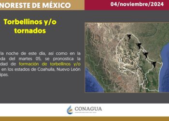 POSIBLE FORMACIÓN DE TORBELLINOS Y TORNADOS EN LAS REGIONES NORTE Y CARBONÍFERA DE COAHUILA