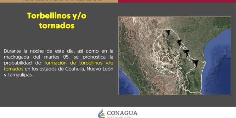 POSIBLE FORMACIÓN DE TORBELLINOS Y TORNADOS EN LAS REGIONES NORTE Y CARBONÍFERA DE COAHUILA