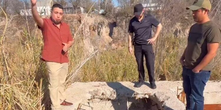 Alcalde Jacobo Rodríguez supervisa el sifón en la colonia Presidentes previo a su rehabilitación