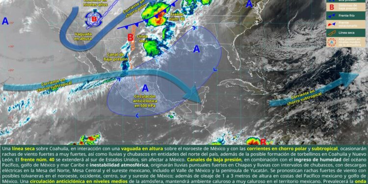 SE MANTIENE PRONÓSTICO DE LLUVIAS, VIENTOS Y POSIBLE FORMACIÓN DE TORBELLINOS EN COAHUILA