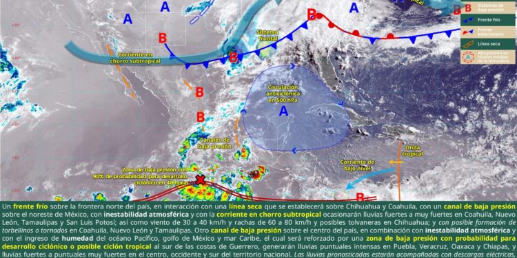 SE ESPERAN LLUVIAS FUERTES Y POSIBLE FORMACIÓN DE TORBELLINOS O TORNADOS EN COAHUILA