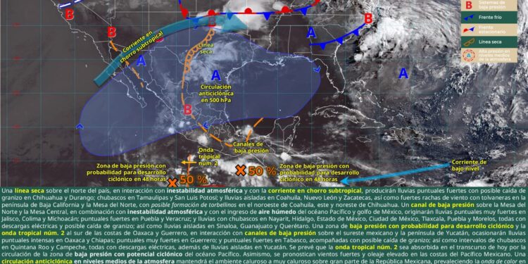 SE ESPERAN LLUVIAS, VIENTOS FUERTES Y POSIBLE FORMACIÓN DE TORBELLINOS EN COAHUILA