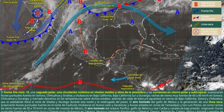 FRENTE FRÍO NÚMERO 15 GENERARÁ LLUVIAS Y FUERTES VIENTOS EN COAHUILA
