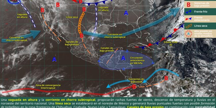 CHUBASCOS Y LLUVIAS PUNTUALES FUERTES, CON POSIBLE FORMACIÓN DE TORBELLINOS EN COAHUILA