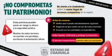 ADVIERTE GOBIERNO DEL ESTADO SOBRE RIESGOS DE COMPRAR TERRENOS SIN AUTORIZACIÓN